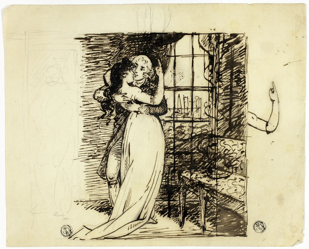 Lovers in a Room by John Downman, drawing, 1770-1824