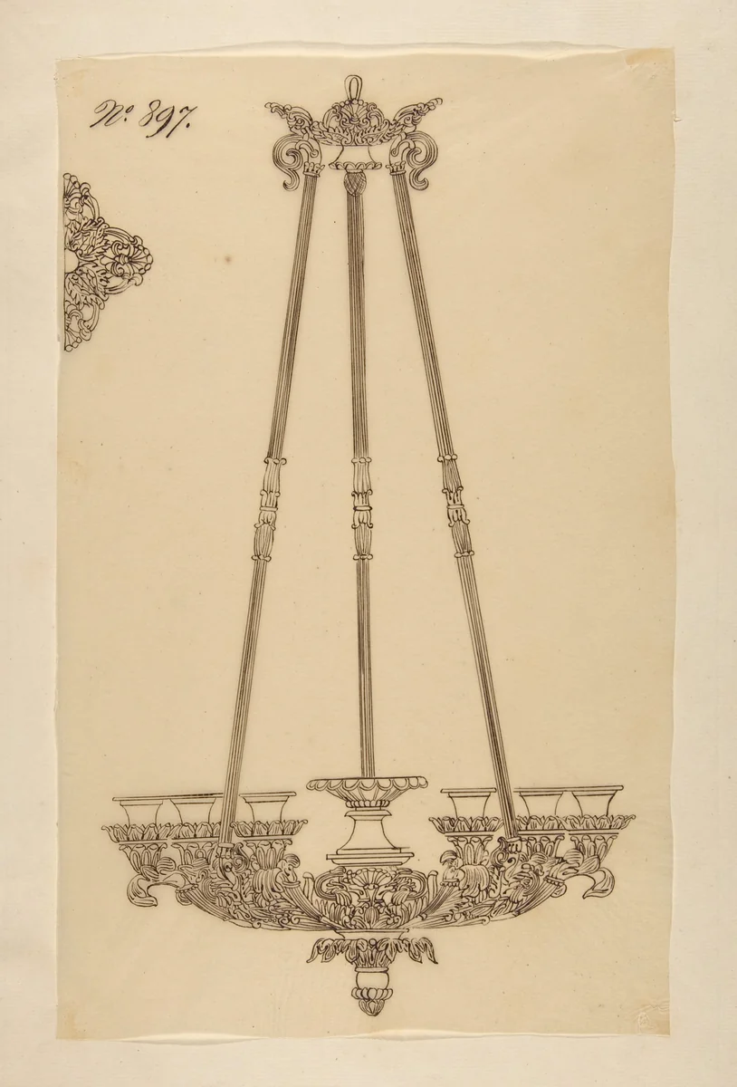 Design for a Chandelier by anonymous, drawing, 1800-1899