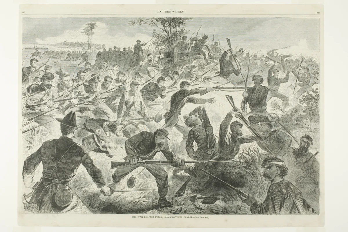 The War for the Union, 1862—A Bayonet Charge by Winslow Homer, print, 1862