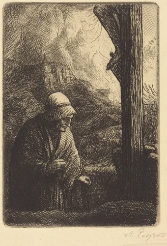 Woman at the Foot of the Cross (Femme au calvaire) by Alphonse Legros, print, 1837-1911