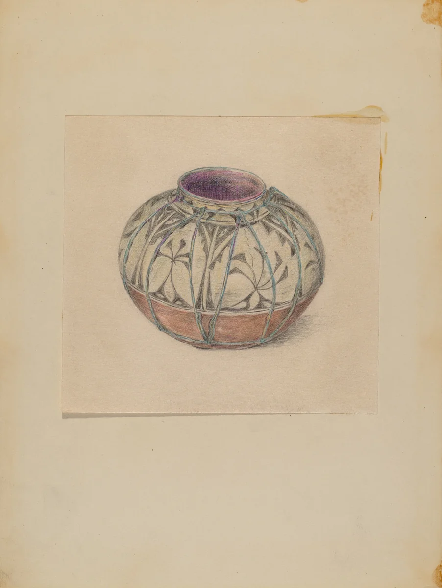 Vessel by Mary Berner, index of american design, 1935-1942