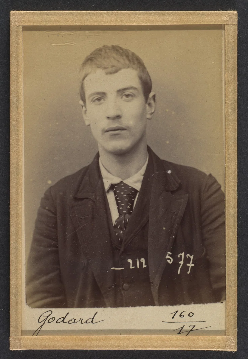 Godard. Armand, Alexandre. 18 ans, né le 11/3/75 à Paris XVIIe. Électricien. Cris séditieux. 6/1/94. by Alphonse Bertillon, photograph, 1894