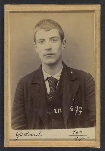 Godard. Armand, Alexandre. 18 ans, né le 11/3/75 à Paris XVIIe. Électricien. Cris séditieux. 6/1/94. by Alphonse Bertillon, photograph, 1894