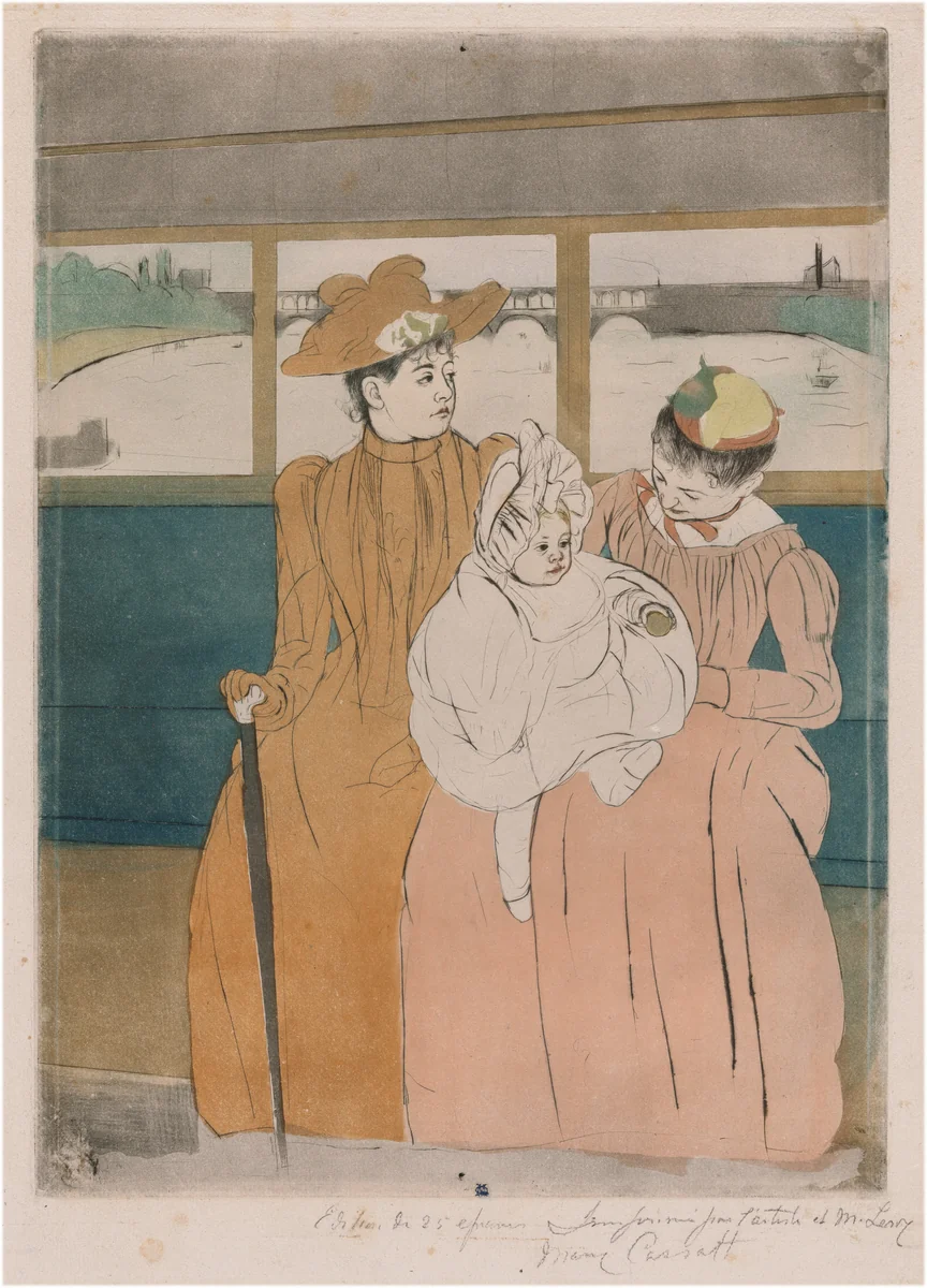 In the Omnibus by Mary Cassatt, print, 1890-1891