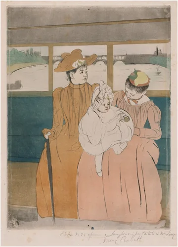 In the Omnibus by Mary Cassatt, print, 1890-1891