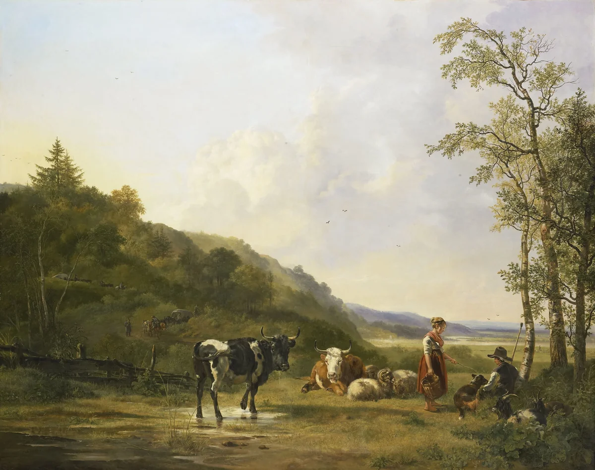 Landscape with Herdsmen and Cattle by Pieter Gerardus van Os, painting, 1820