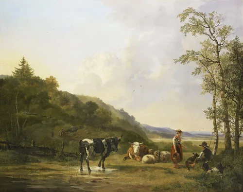 Landscape with Herdsmen and Cattle by Pieter Gerardus van Os, painting, 1820