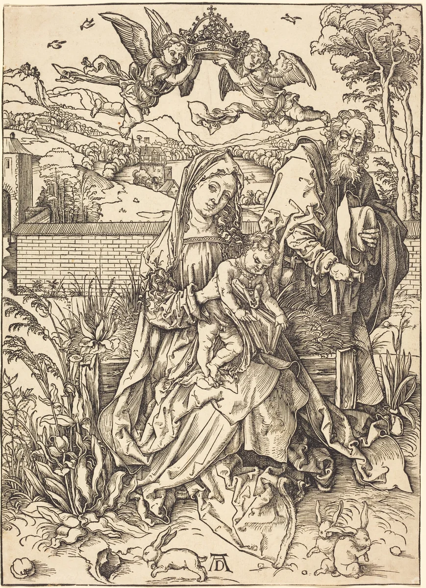 The Holy Family with the Three Hares by Albrecht Dürer, print, 1497-1498