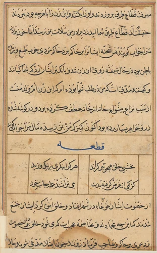 Page from Tales of a Parrot (Tuti-nama): text page by Unknown, painting, 1555-1565