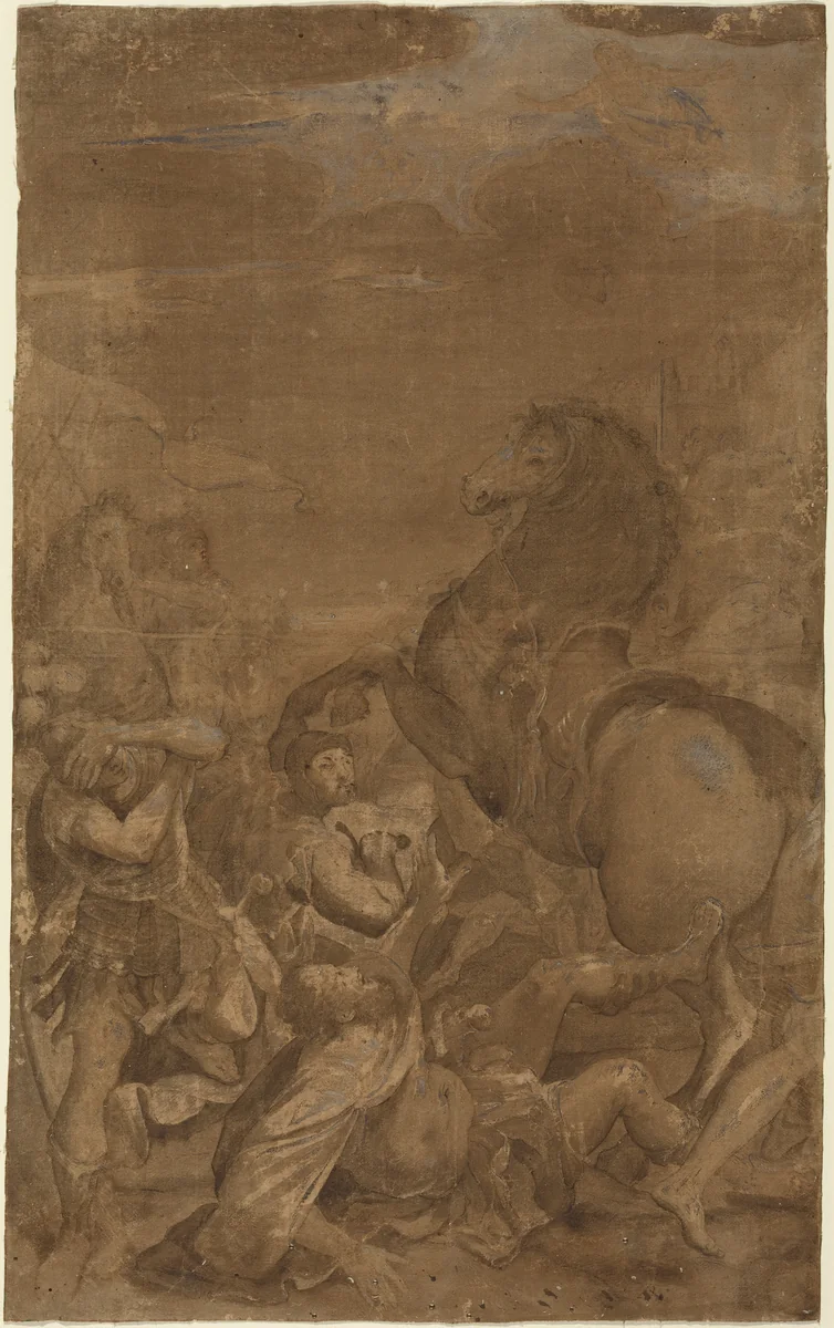 The Conversion of Saint Paul by Lodovico Carracci, drawing, 1600-1699
