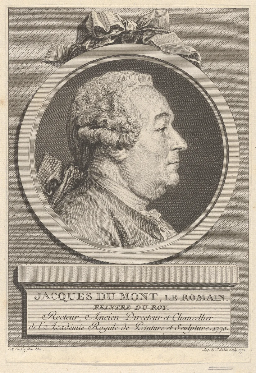 Portrait of Jacques Du Mont, Le Romain by Augustin de Saint-Aubin, print, 1770