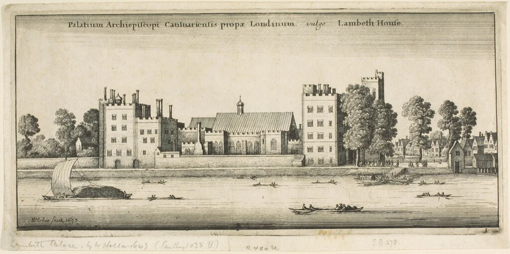 Lambeth Palace from the River by Wenceslaus Hollar, print, 1647