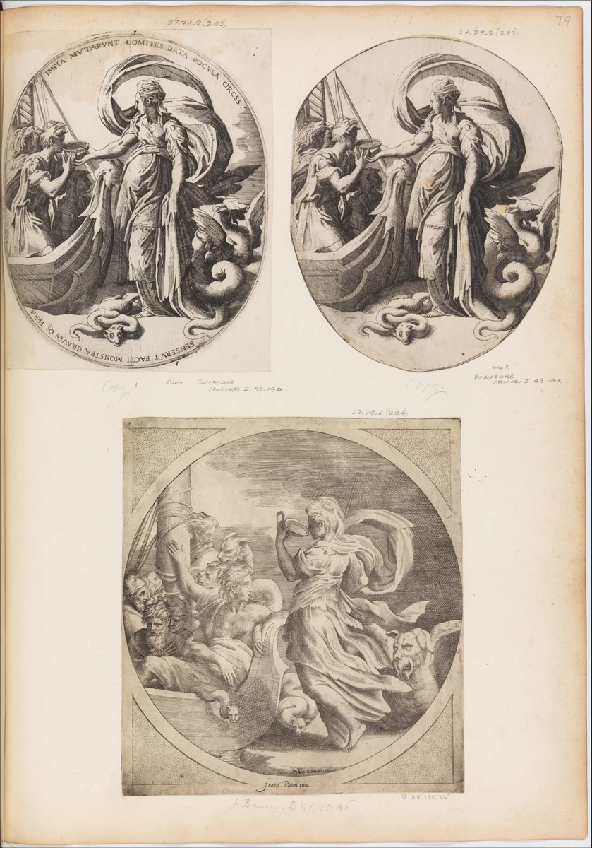 Circe and the Companions of Ulysses by Giulio Bonasone, print, 1540-1549
