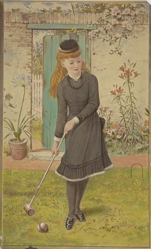 Girl Playing Croquet by William Stephen Coleman, drawing, 1835-1904