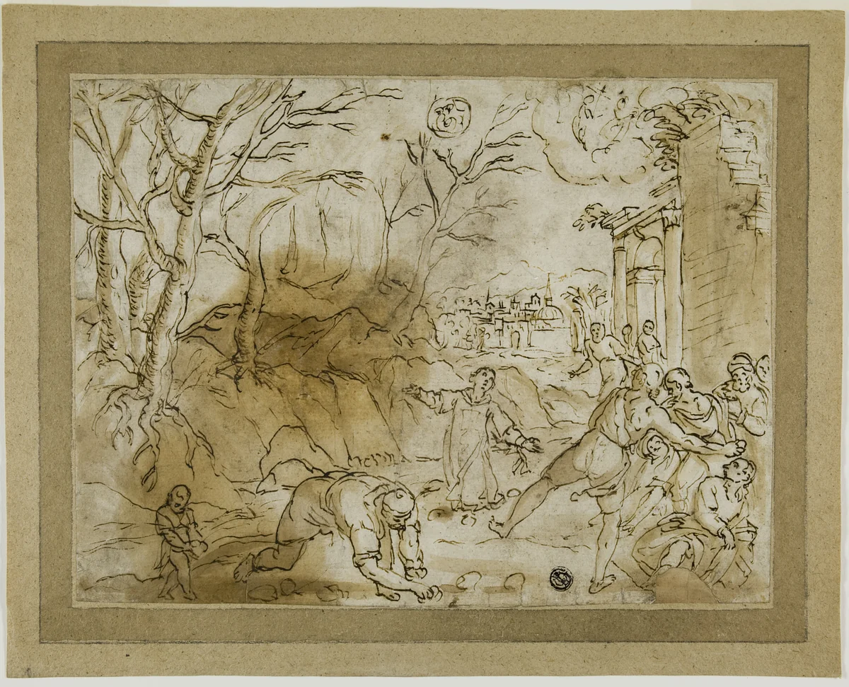 Stoning of Saint Stephen by Italian, Genoese or Venetian Late 16th century, drawing, 1580-1599