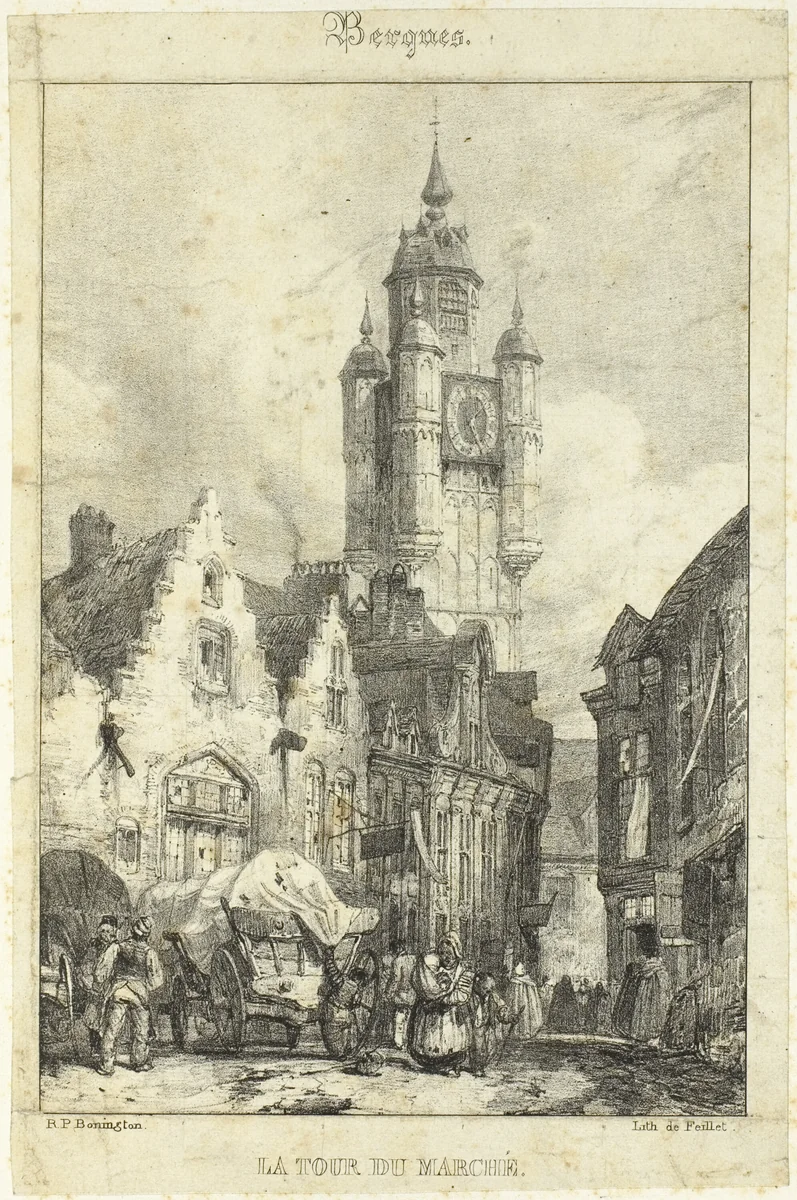 The Tower Marketplace by Richard Parkes Bonington, print, 1822-1828