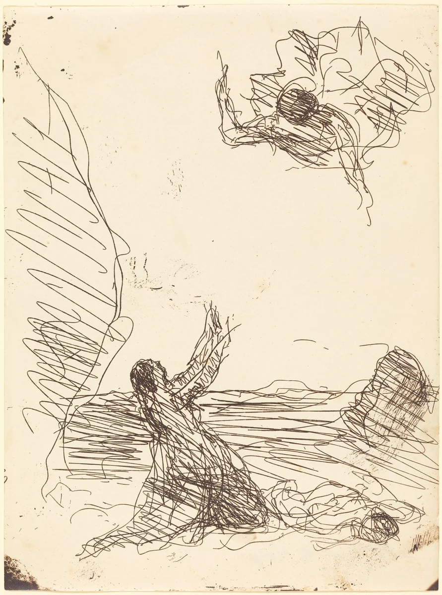 Hagar and the Angel (Agar et l'ange) by Jean-Baptiste-Camille Corot, print, 1871