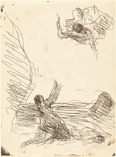 Hagar and the Angel (Agar et l'ange) by Jean-Baptiste-Camille Corot, print, 1871
