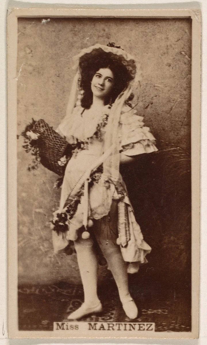 Miss Martinez, from the Actresses series (N245) issued by Kinney Brothers to promote Sweet Caporal Cigarettes by Kinney Brothers Tobacco Company, photograph, 1890