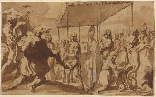 The Healing of the Possessed Boy in a Procession of the Volto Santo by Elisabetta Sirani, drawing, 1654-1664