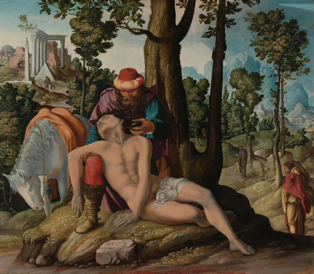 The Good Samaritan by Master of the Good Samaritan, painting, 1537