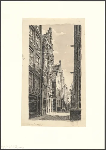 Gezicht op de Nieuwebrugsteeg by anonymous, drawing, 1900-1975