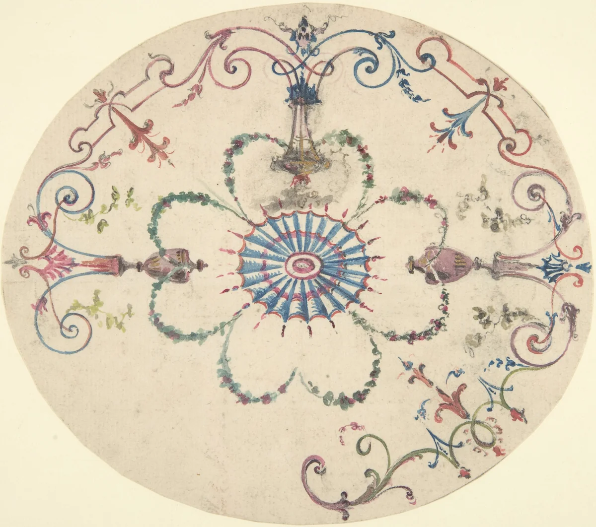 Design for an Oval Ceiling by anonymous, drawing, 1800-1899
