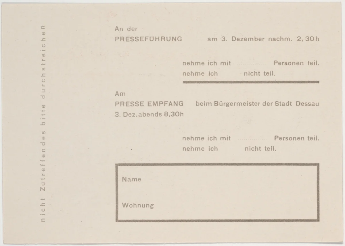 An das Bauhaus Dessau by Herbert Bayer, design, 1926