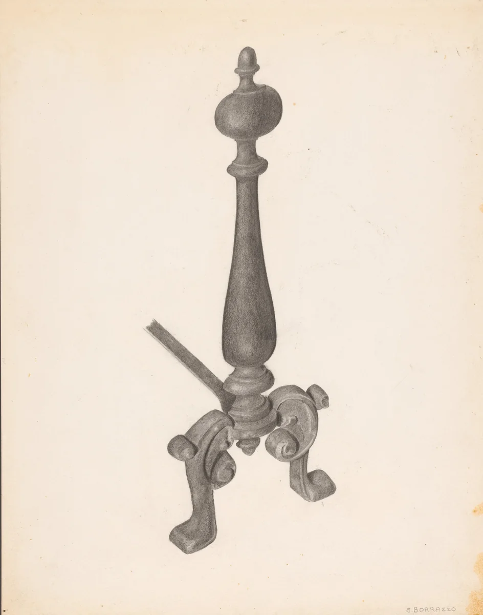 Andiron (one of pair) by Salvatore Borrazzo, index of american design, 1938