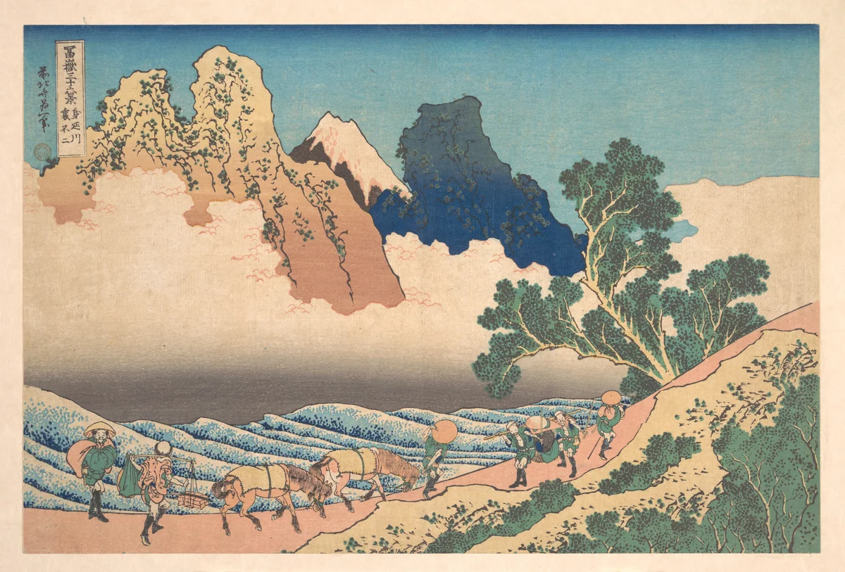 View from the Other Side of Fuji from the Minobu River (Minobugawa ura Fuji), from the series Thirty-six Views of Mount Fuji (Fugaku sanjūrokkei) by Katsushika Hokusai (葛飾 北斎), print, 1820-1842