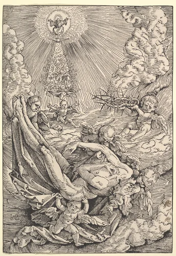 The Body of Christ Carried by Angels towards Heaven by Hans Baldung, print, 1516