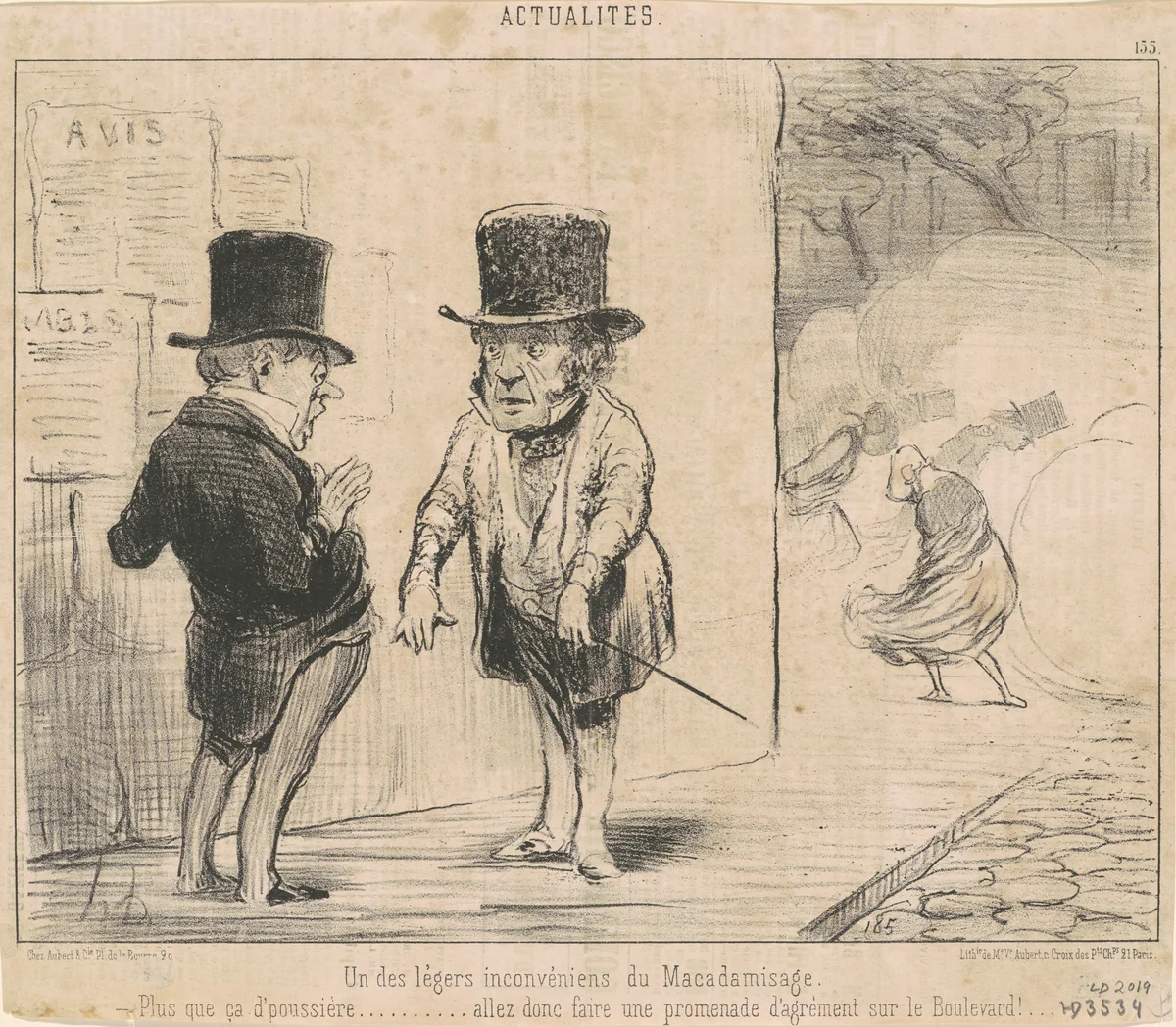 Un des ... inconvéniens du macadamisage ... by Honoré Daumier, print, 1850