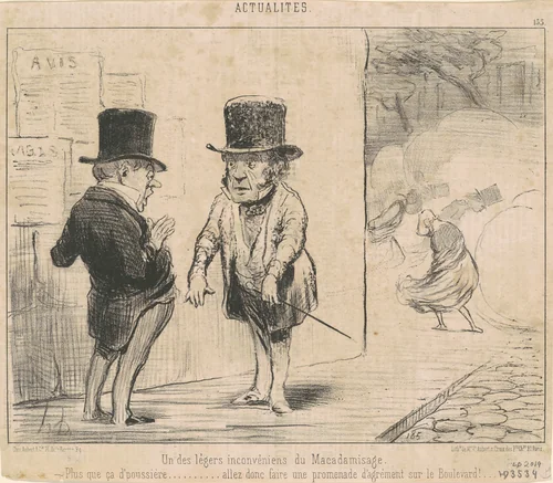 Un des ... inconvéniens du macadamisage ... by Honoré Daumier, print, 1850