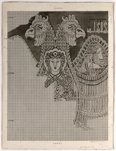 Schematic Drawing of Buyid Silk (1962.264) by Félix Guichert, drawing, 1900-1964