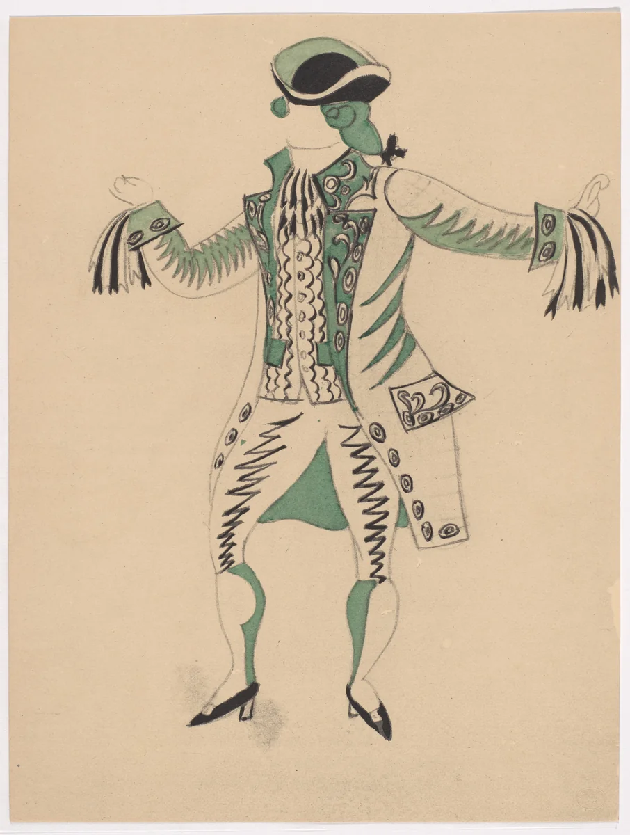 Costume design for the ballet Le Tricorne by Pablo Picasso, illustrated book, 1920