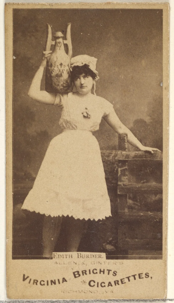 Edith Burder, from the Actors and Actresses series (N45, Type 1) for Virginia Brights Cigarettes by Allen & Ginter, photograph, 1885-1891