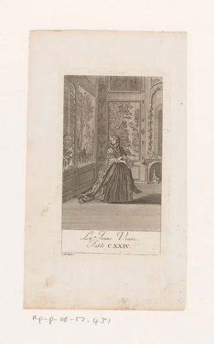 Fabel van de jonge weduwe by anonymous, print, 1758