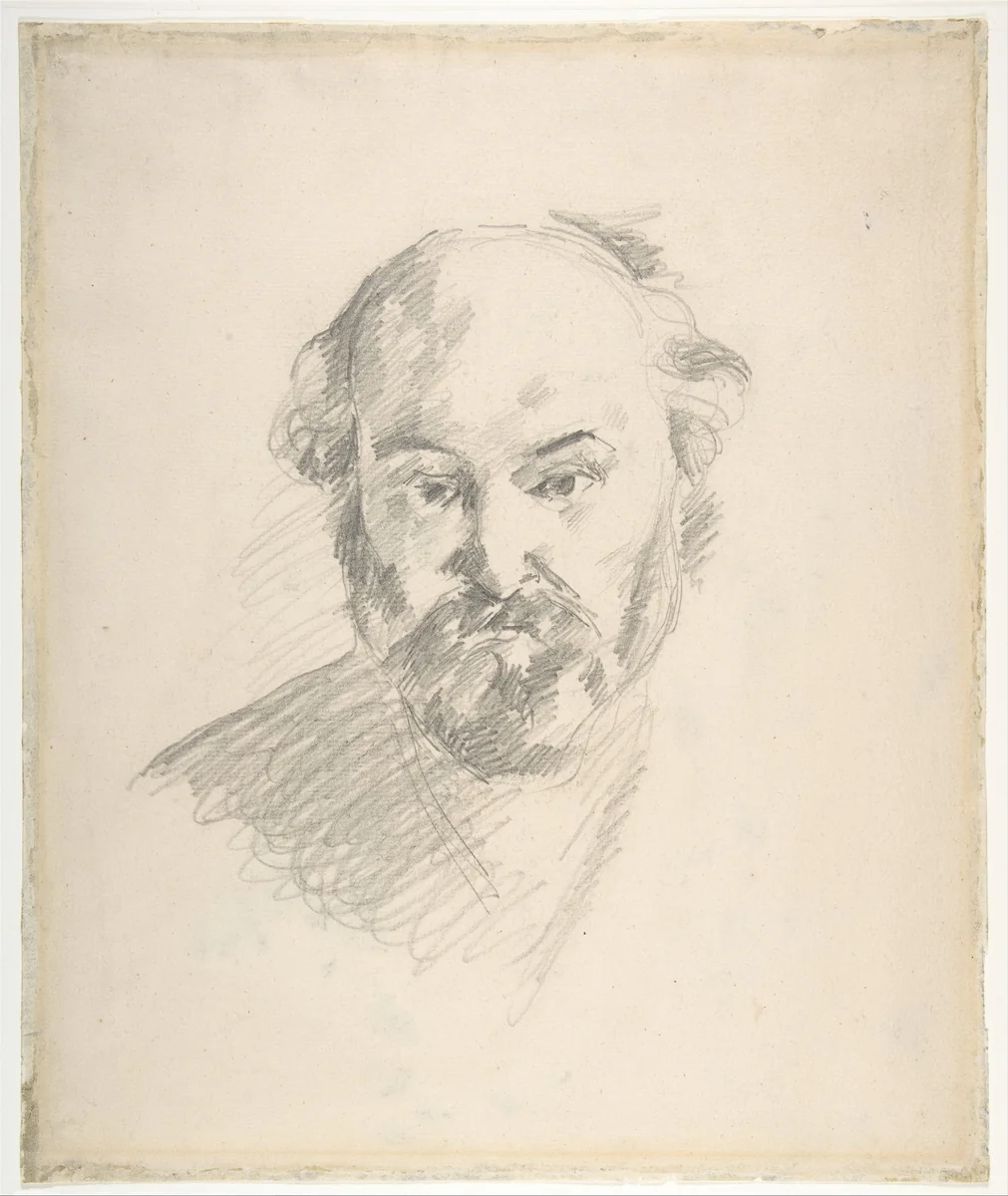 Portrait of the Artist (recto); Fragment of a Landscape Study (verso) by Paul Cézanne, drawing, 1875-1885