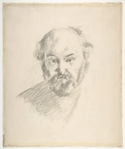 Portrait of the Artist (recto); Fragment of a Landscape Study (verso) by Paul Cézanne, drawing, 1875-1885