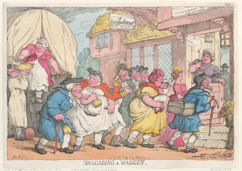 A Doleful Disaster, or Miss Fubby Fatarmin's Wig Caught Fire by Thomas Rowlandson, print, 1813