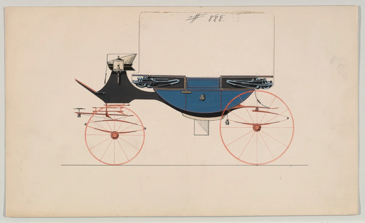 Landau #888 by Brewster & Co., drawing, 1850-1870