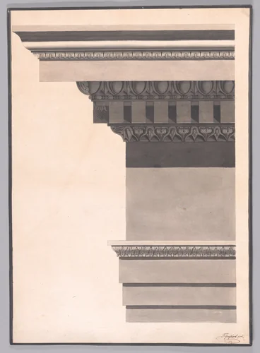 Architectural Study of Classical Entablature by F. or T. Grossbach, drawing