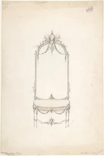 Design for a Side Table and Mirror by Charles Hindley and Sons, drawing, 1841-1884