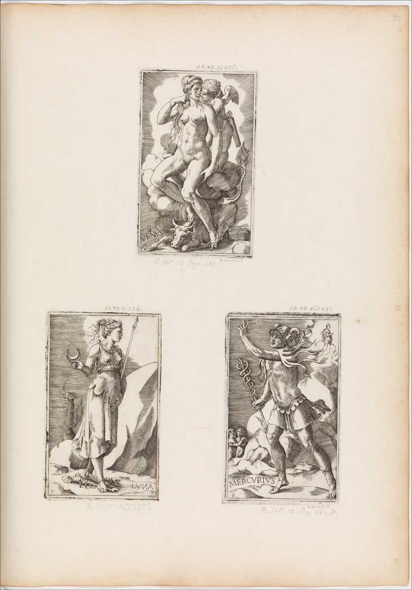 Venus, from Planets, plate 5 by Giulio Bonasone, print, 1530-1570