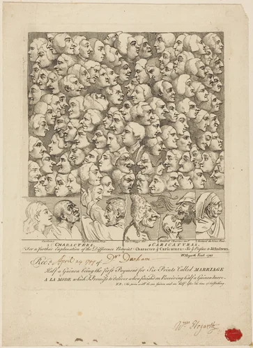 Characters and Caricaturas by William Hogarth, print, 1743