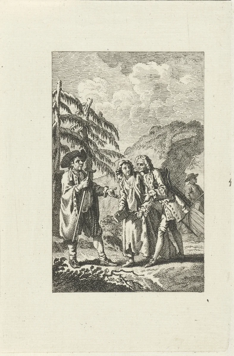 Ontmoeting tussen een man en een echtpaar by anonymous, print, 1702-1817