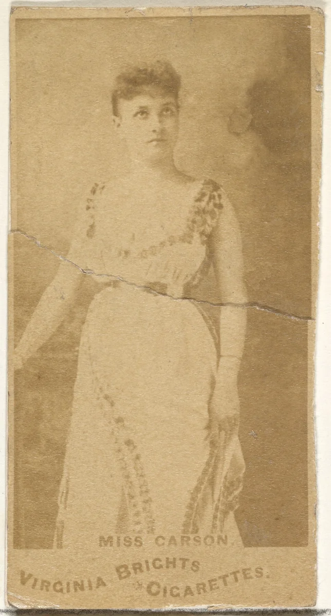 Miss Carson, from the Actors and Actresses series (N45, Type 1) for Virginia Brights Cigarettes by Allen & Ginter, photograph, 1885-1891