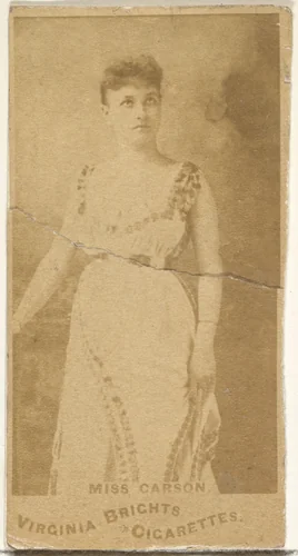Miss Carson, from the Actors and Actresses series (N45, Type 1) for Virginia Brights Cigarettes by Allen & Ginter, photograph, 1885-1891