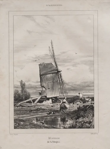 Mill in the Sologne, France by Jules Dupré, print, 1835