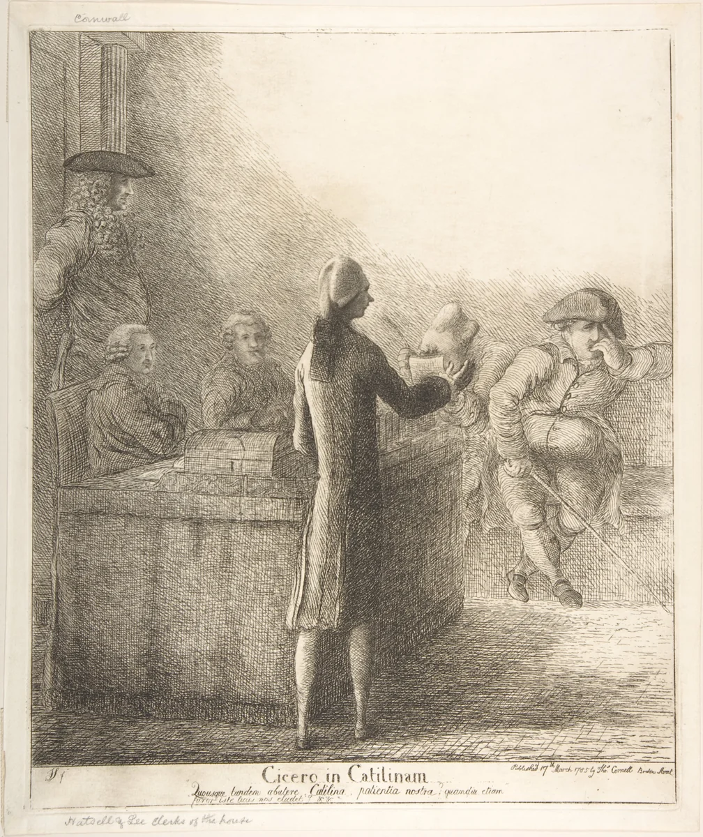 Cicero in Catilinam by James Sayers, print, 1785